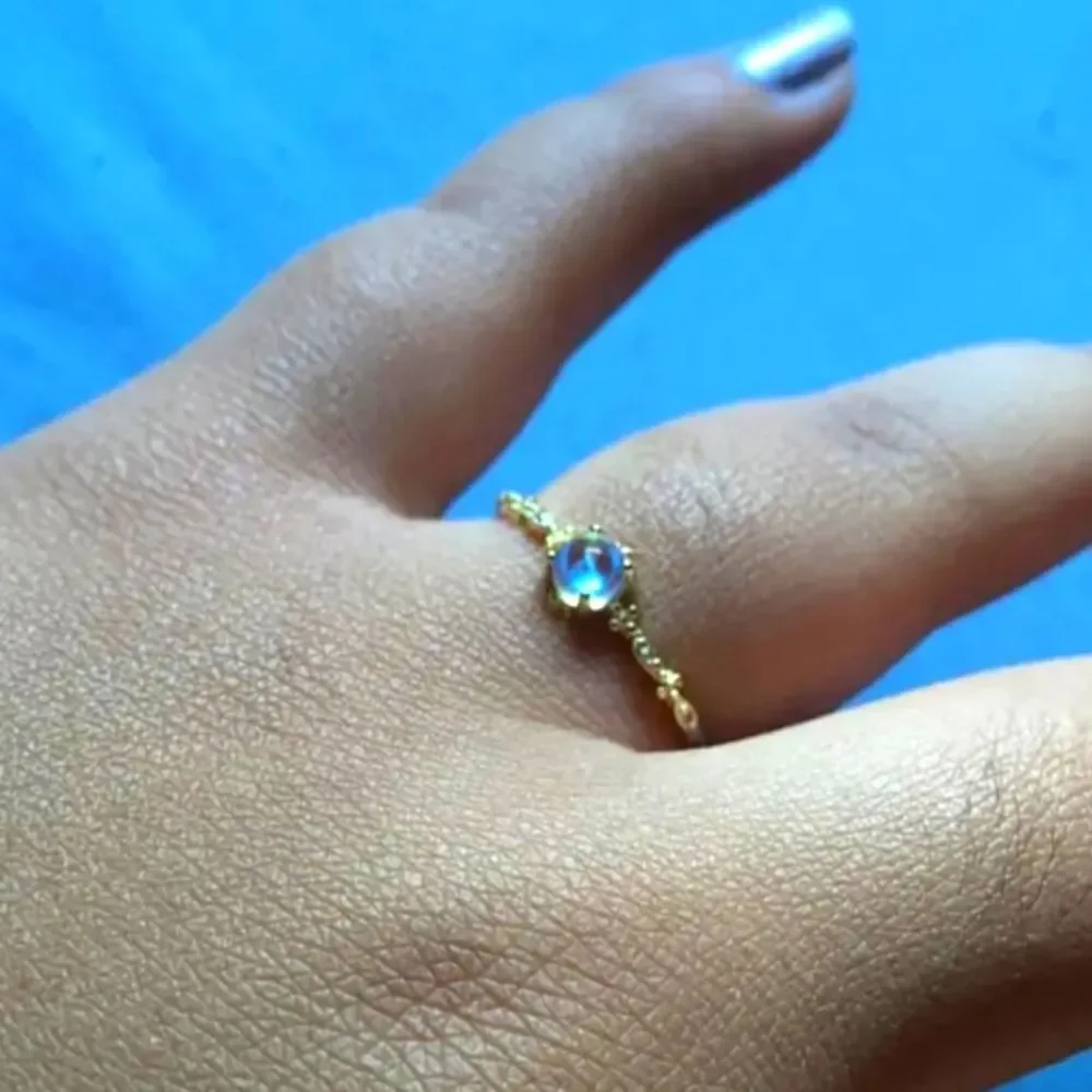 Women's Stunning S925 Golden Sunset Moonstone Color Changing Promise Ring Sz 8